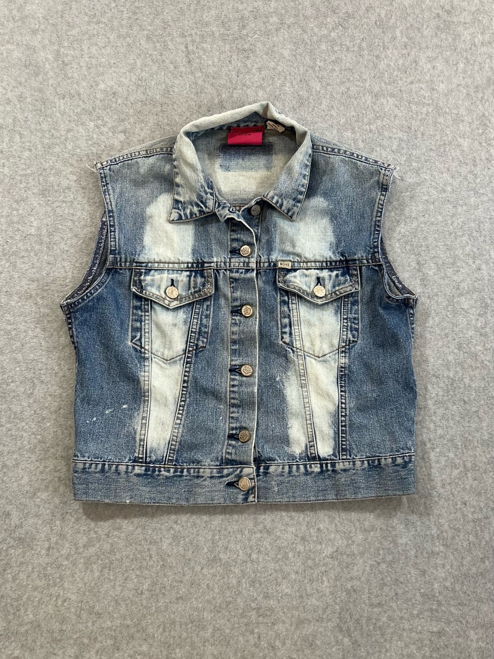 2000’s Carol's Kids Bleached Distressed Denim Vest Size L/10-12